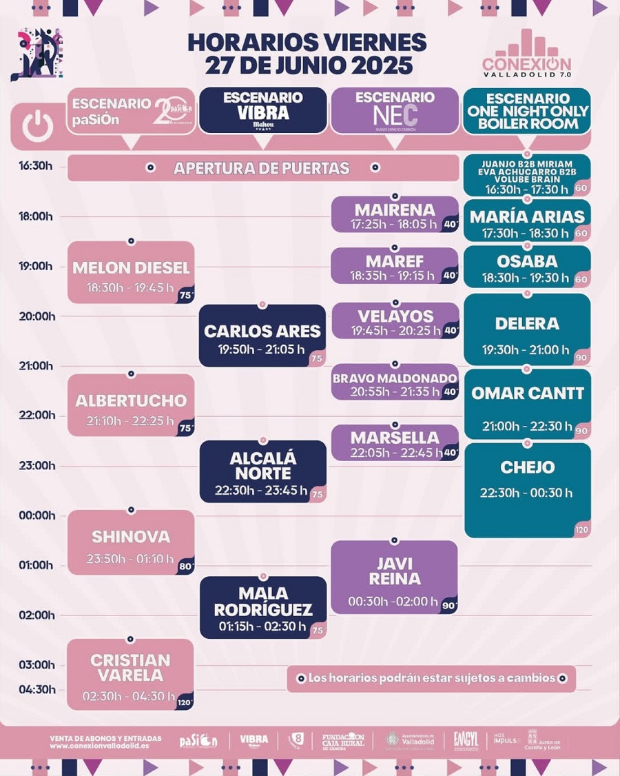 CONEXION VALLADOLID (Horarios Viernes) Agenda de Conciertos de Valladolid Watios y Decibelios