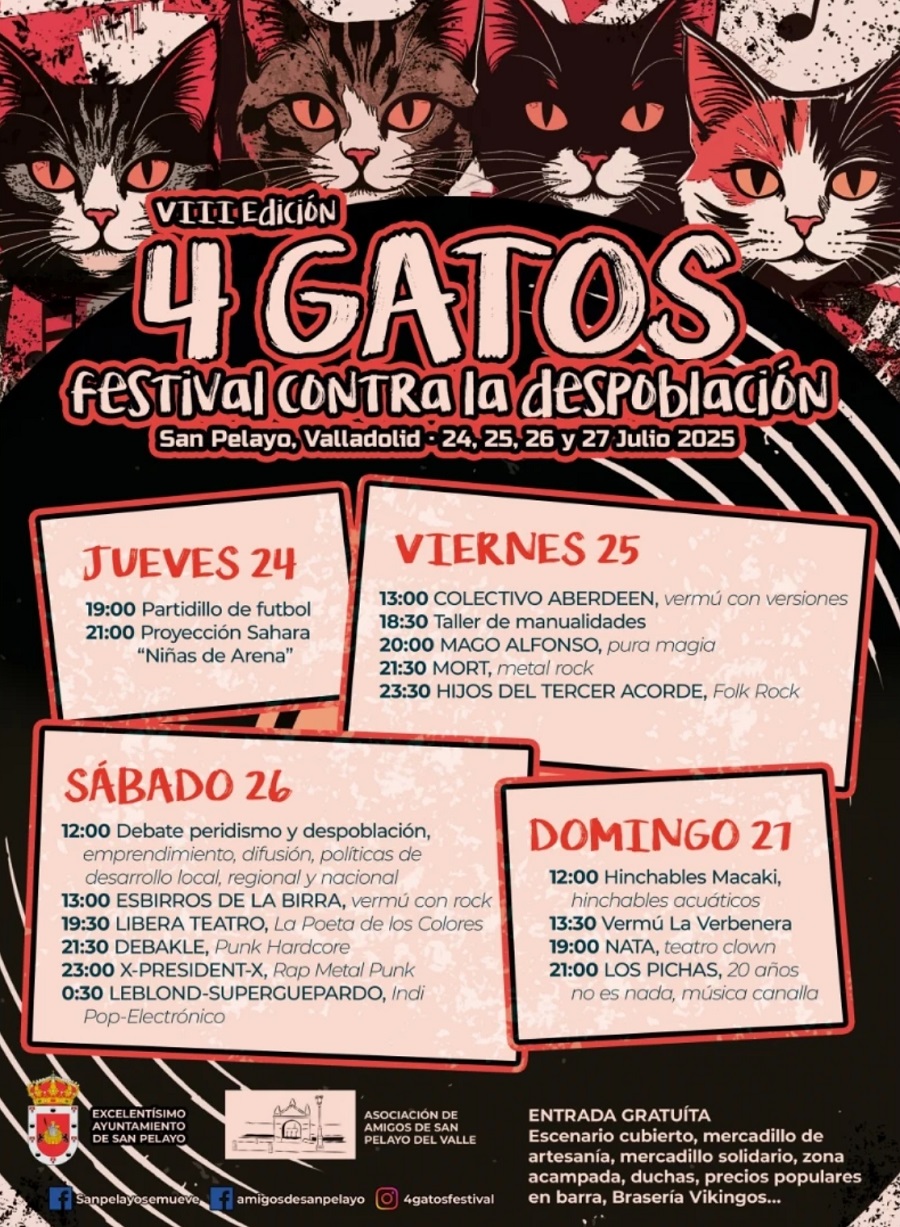 4 GATOS (Horarios) Agenda de Conciertos de Valladolid Watios y Decibelios